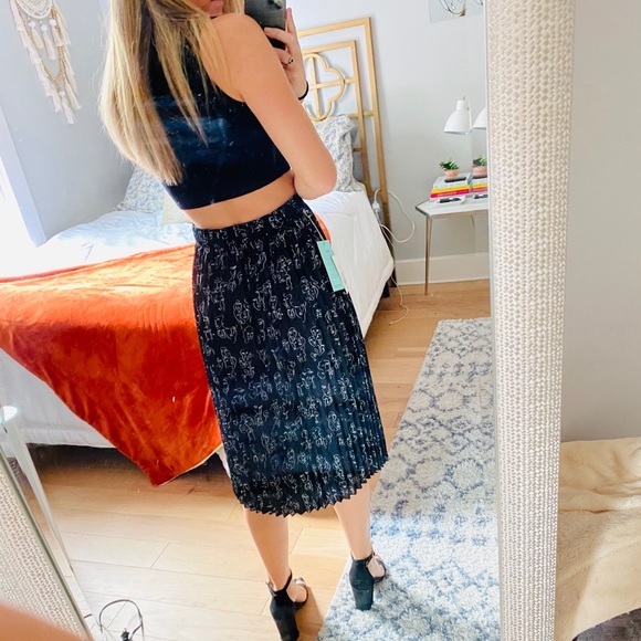 NWT Black Pleated Midi Skirt, size XS - Picture 3 of 6